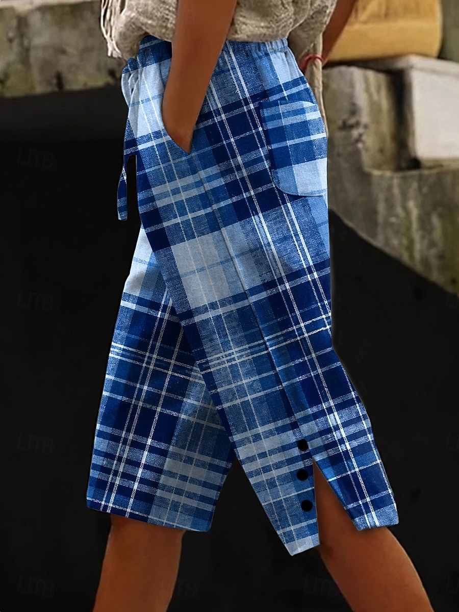 Mujer Pantalones cortos de lino y algodón Pantalones Capri Perneras anchas Chinos Vacaciones Vintage estilo costero de la abuela Capris Media cintura Graphic A Rayas Estampado Comodidad Cómodo Rígido 2026 - $31.99 –P3