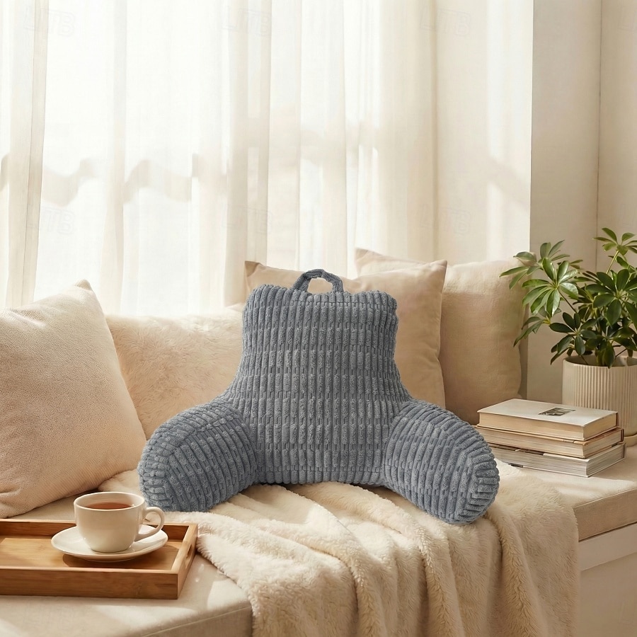 Pernă ergonomică de citit cu cotieră, pernă mare cu suport lombar din fleece pentru spătarul patului, pentru canapea extensibilă, citit la birou &vizionarea televizorului 2026 - $91.99 –P17