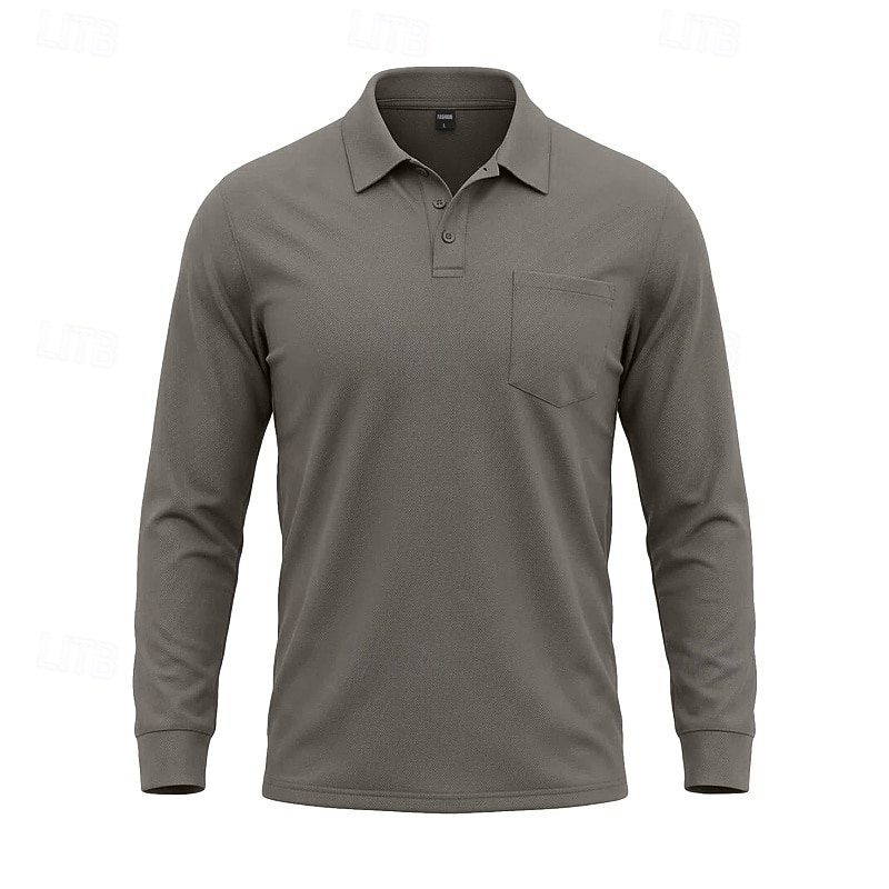 Per uomo Tinta unita Maglietta sportiva Polo da golf Maglia da tennis Maglietta da tennis Manica Lunga Tasca Bottoni Leggero Elastico Traspirante Tennis Golf Corsa Colletto a Camicia Top Bianco Cachi del 2026 a $7.99 –P15