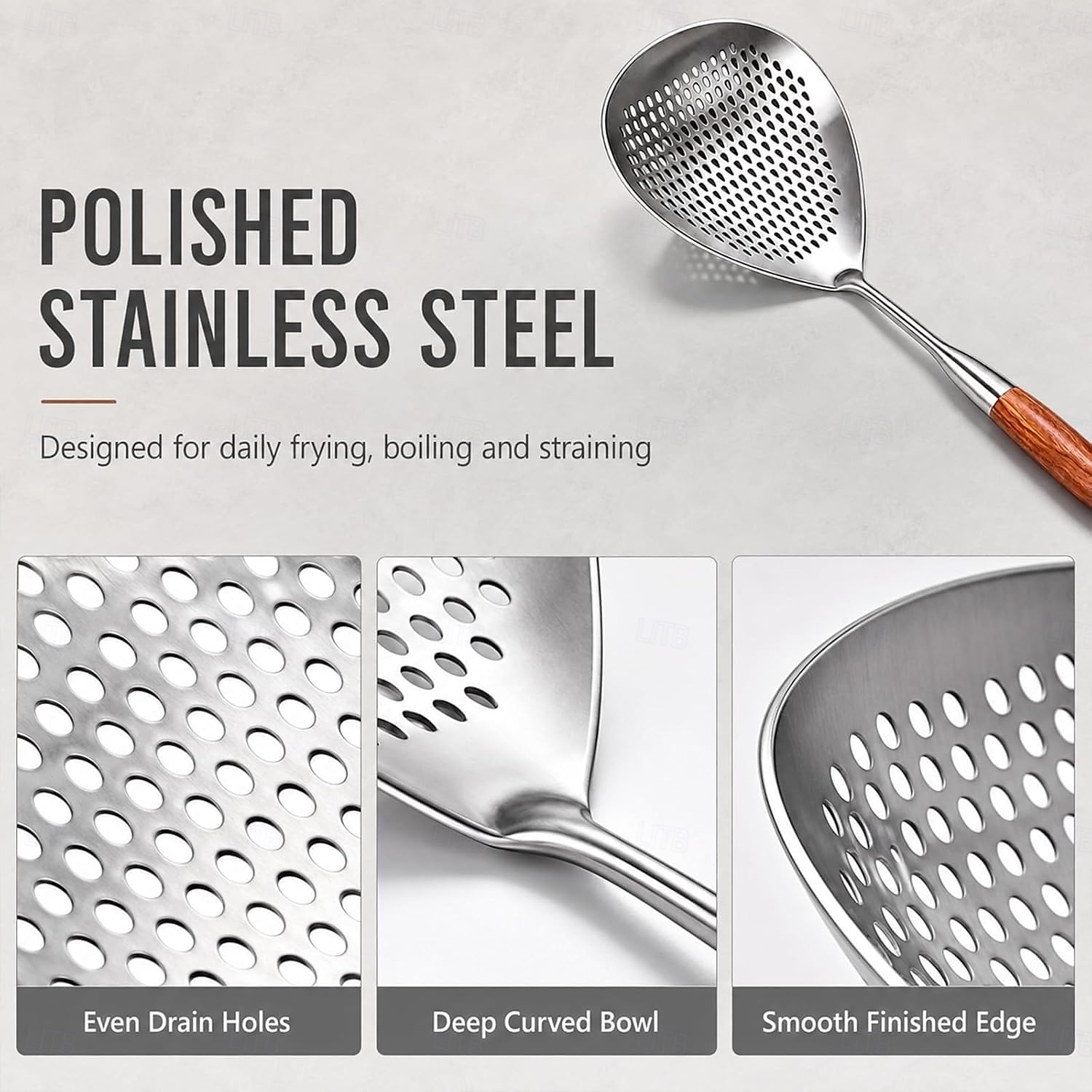 1/2 PCS Wooden Handle Stainless Steel Spider Strainer, 16 Inch Long Handle Deep Fry Skimmer Spoon, Heavy Duty Frying Scoop for French Fries, Pasta, Noodles, Dumplings and Hot Pot, Kitchen Cooking Tool 2026 - $15.49 –P10