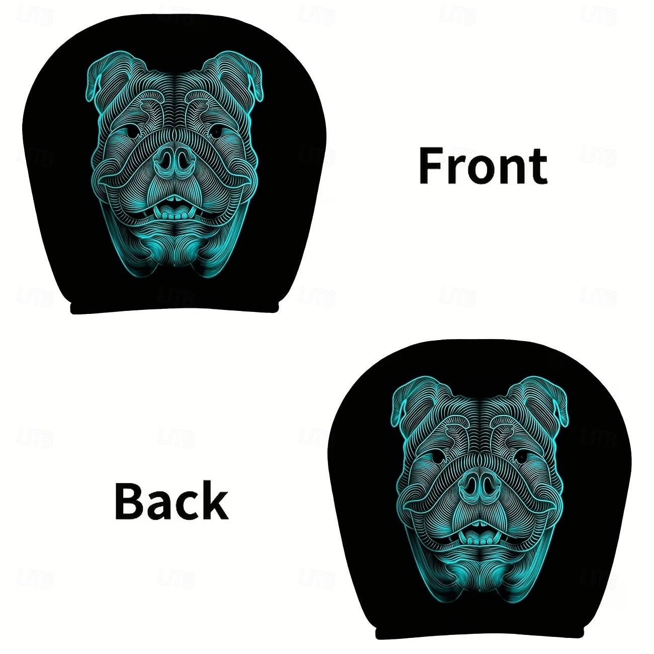 2/4 kpl fluoresoivia bulldog-päänsuojat autoon, trendikäs neonkallokuosi, personoitu auton sisustus, yleismalli, sopii päivittäisiin työmatkoihin, pitkän matkan ajoon, auton lepotuoliin 2026 - $16.99 –P8