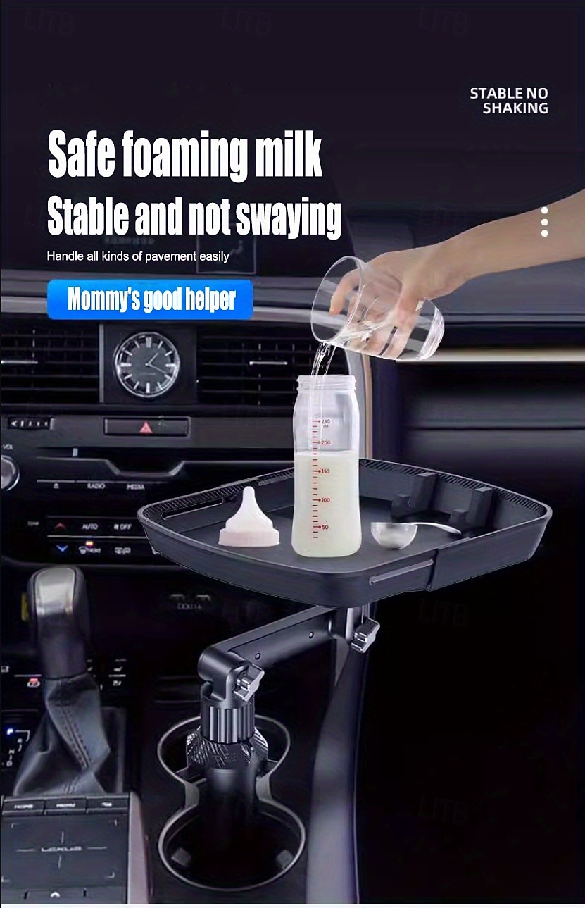 Car Cup Holder Tray with Adjustable 360 Swivel Arm - Universal Car Food Tray for Eating & Drinking, Expandable Cup Holder Expander Table with Phone Slot, Car Road Trip Essentials for Driver Passenger 2026 - $20.99 –P2
