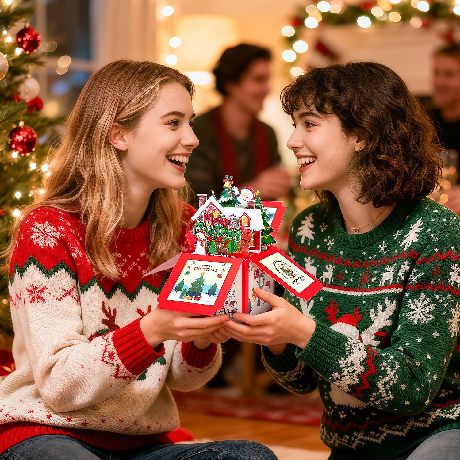 3D-Pop-up-Weihnachtskarte in einer Schachtel, Weihnachtsmann &Weihnachtskarte mit Schneemanndorf, einzigartiges handgefertigtes Geschenk für Kinder, Freunde und Familie, festliche Tischdekoration mit 2026 - $9.99 –P3