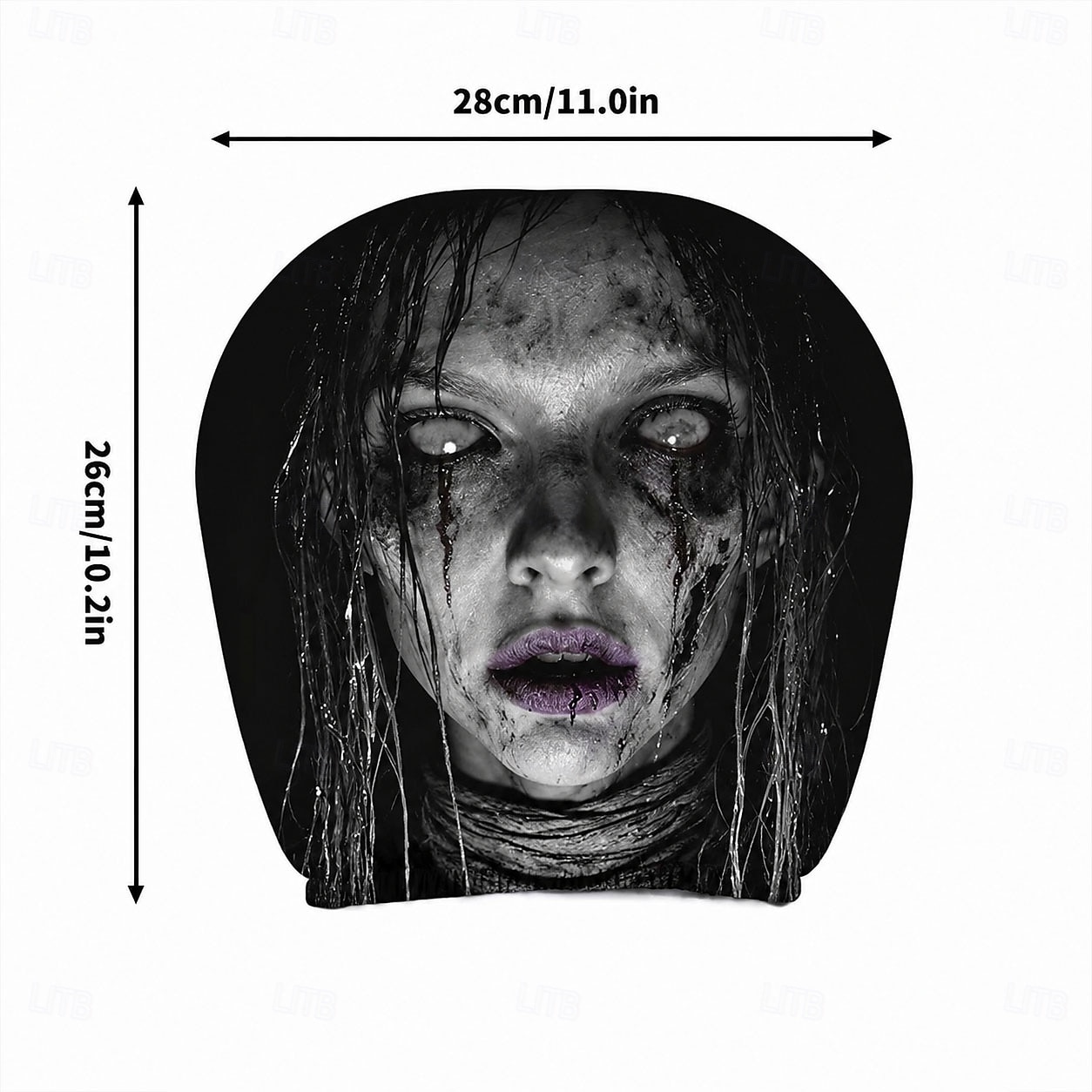 Fundas para reposacabezas de coche con diseño de fantasma con pelo mojado (2/4 unidades), fundas protectoras de reposacabezas de asiento con diseño de terror para Halloween, impresión plana 2D, ajuste 2026 - $16.99 –P4
