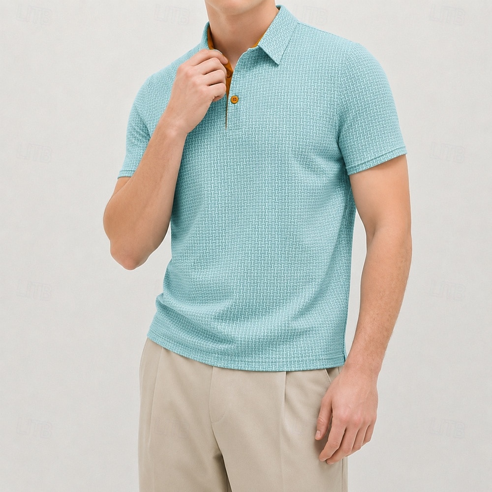 Men's Cooling Ice Silk Seersucker Polo Shirts Textured Casual Work Lapel Short Sleeve Basic Modern Plain Textured Lightweight Buttons Spring & Summer Blue Navy Blue Cooling Ice Silk Seersucker Polo 2026 - $36.99 –P1