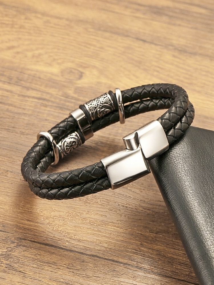 Bracciale da uomo vichingo intrecciato in similpelle e lega, bracciale con rune nordiche multicolore per abbigliamento casual, stile biker, moda outdoor, regalo per lui del 2026 a $11.99 –P6