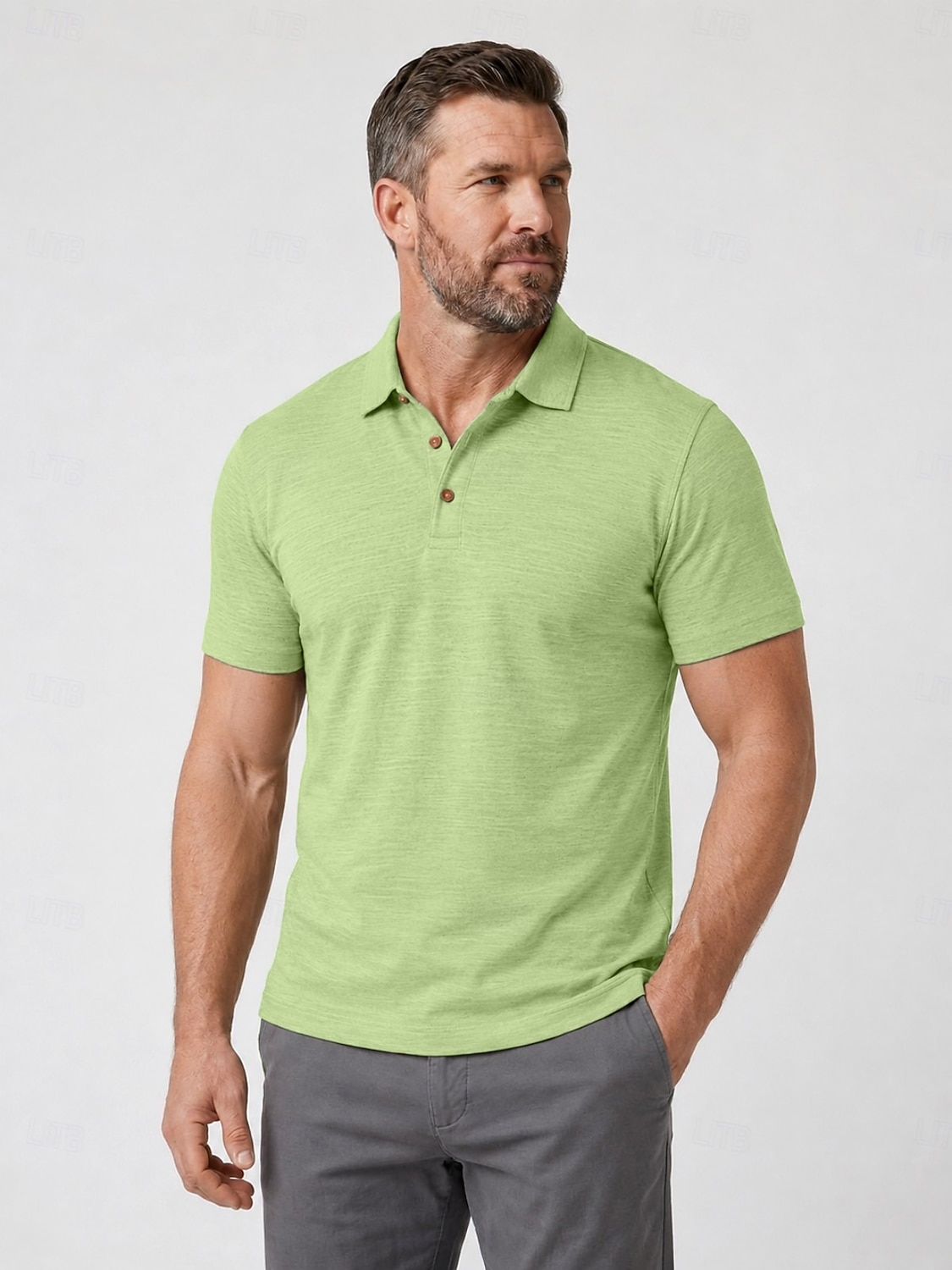 Polo en lin pour homme - manches courtes - noir, vert, bleu clair de 2026 ? $33.99 –P8