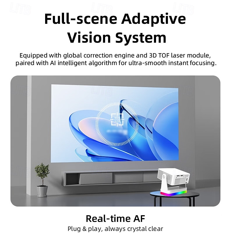 Smart Projector with Auto Focus & Auto Keystone, 720P Native Portable Movie Projector with RGB Ambient Light, Bluetooth Speaker, WiFi Screen Casting, 180° Rotatable Home Theater Projector 2026 - $127.99 –P13