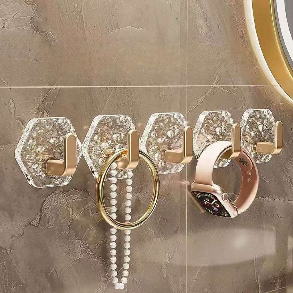 15/20 PCS Water Ripple Hexagonal Self Adhesive Hooks, No-Drill Waterproof Wall Hooks for Bathroom Kitchen, Heavy Duty Acrylic Glacier Ripple Hook for Towels Keys & Home Decor 2026 - $11.99 –P3