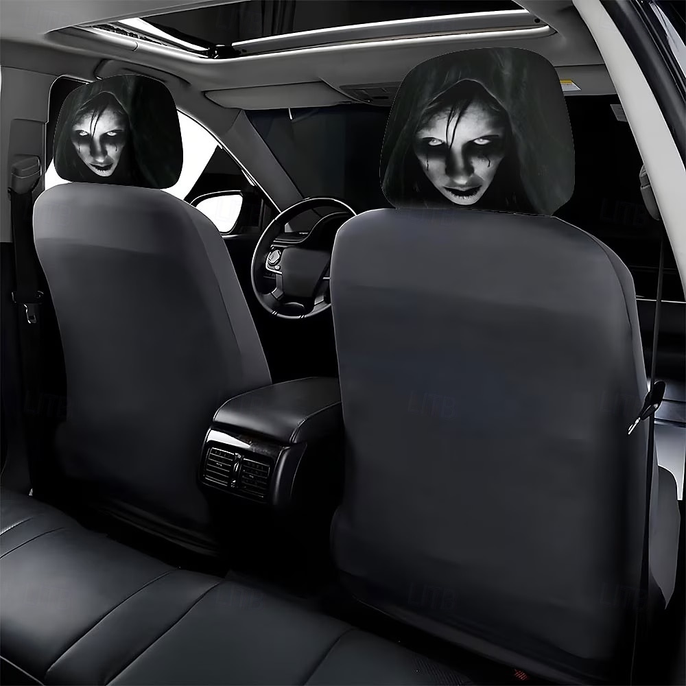 2/4 st nackstödsskydd med mörkt gotiskt häxmönster, bekväm användning i alla väder, sätesskydd för året runt, lämpliga för daglig pendling och långa resor. &Halloween-dekorationer för bilresor 2026 - $14.99 –P2