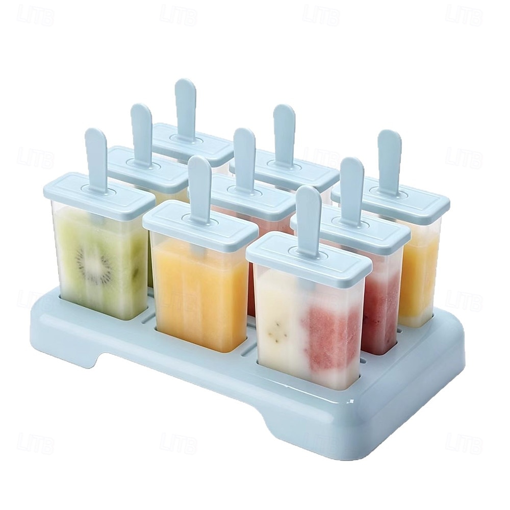 9-delige ijslollyvormset met herbruikbare stokjes, zelfgemaakte ijslollymaker voor bevroren yoghurt, sap, ijs en smoothies, doe-het-zelf ijslollyvorm, BPA-vrije keukenaccessoire voor in de vriezer 2026 - $10.99 –P8