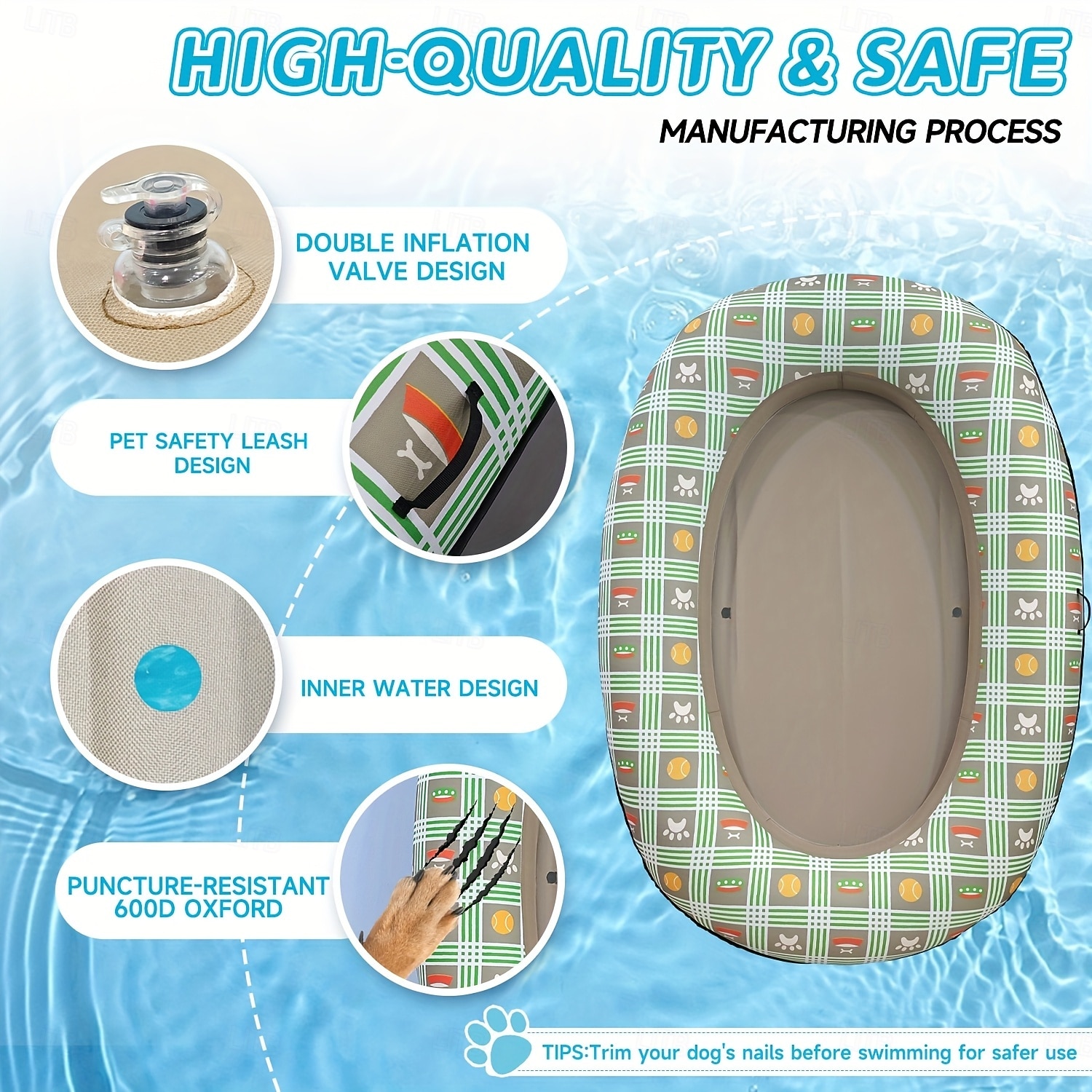 Flotador inflable para perros grandes, apto para mascotas que pesen entre 65 y 180 libras, diseñado para usar en piscinas, sin batería. 2026 - $49.99 –P5