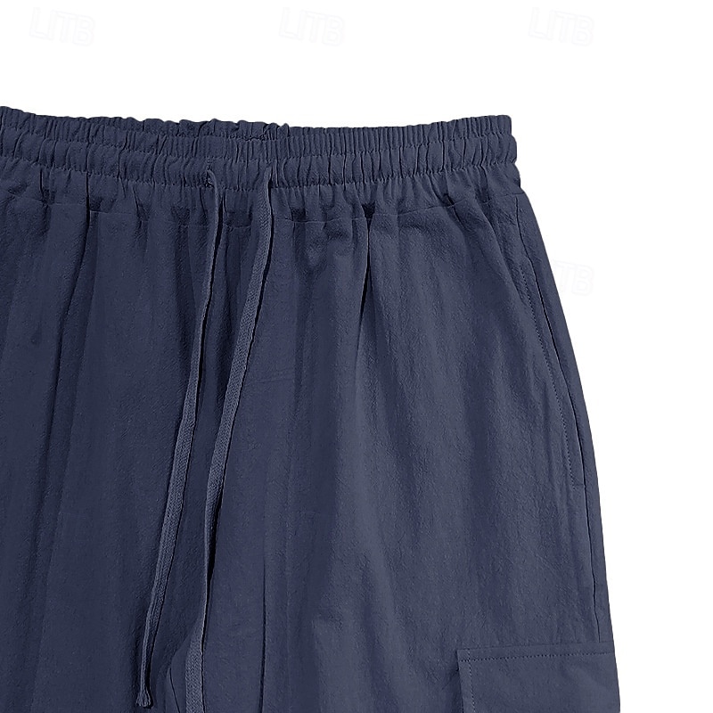 Voor heren Cargohosen Linnen broek Broek Korte broek Zomerbroek Trekkoord Meerdere zakken Elastisch manchet Effen Comfort Ademend Volledige lengte Casual Dagelijks Feestdagen Vakantie Modieus blauw 2026 - $25.99 –P3