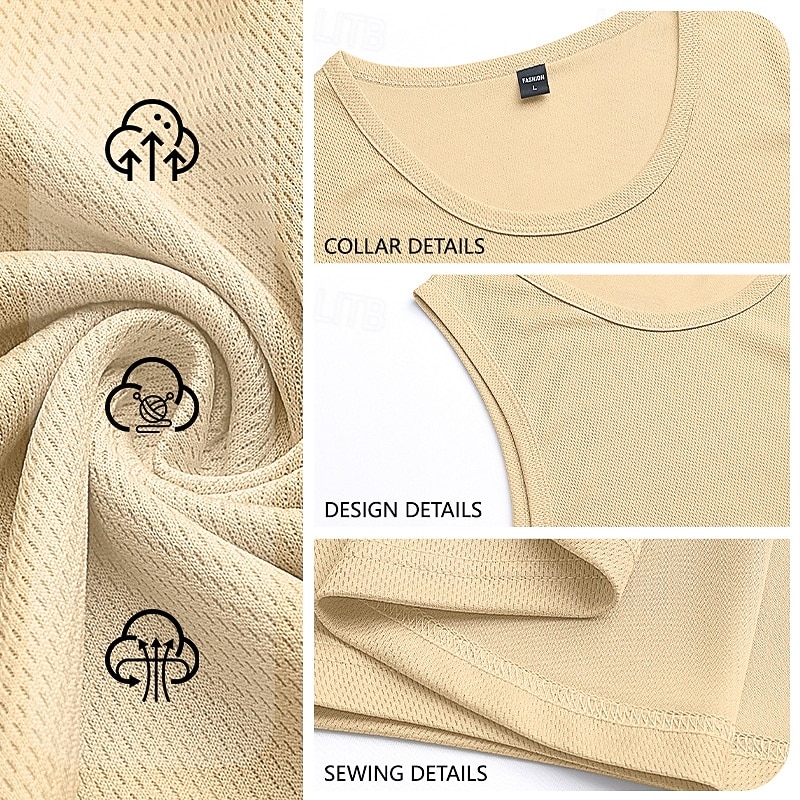 Men's Tank Sleeveless Round Neck Summer Solid Color Sports Soak Off Quick Dry Plain Casual Activewear Light Khaki Light Green Royal Blue Top Tee for Men 2026 - $17.99 –P13