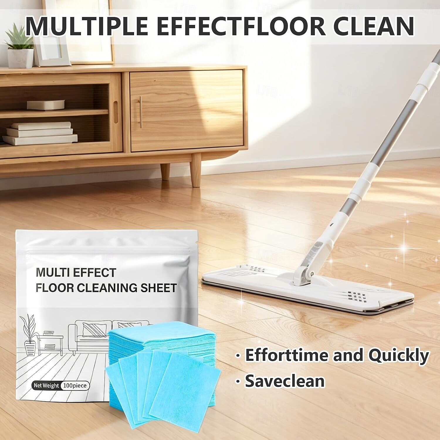 100 Pieces Multi-Effect Floor Cleaning Sheets, Dissolvable Concentrated Mopping Slices for Deep Cleaning, Quick Drying & Streak-Free Floor Cleaner for Hardwood, Tile, Marble, Laminate 2026 - $12.99 –P5