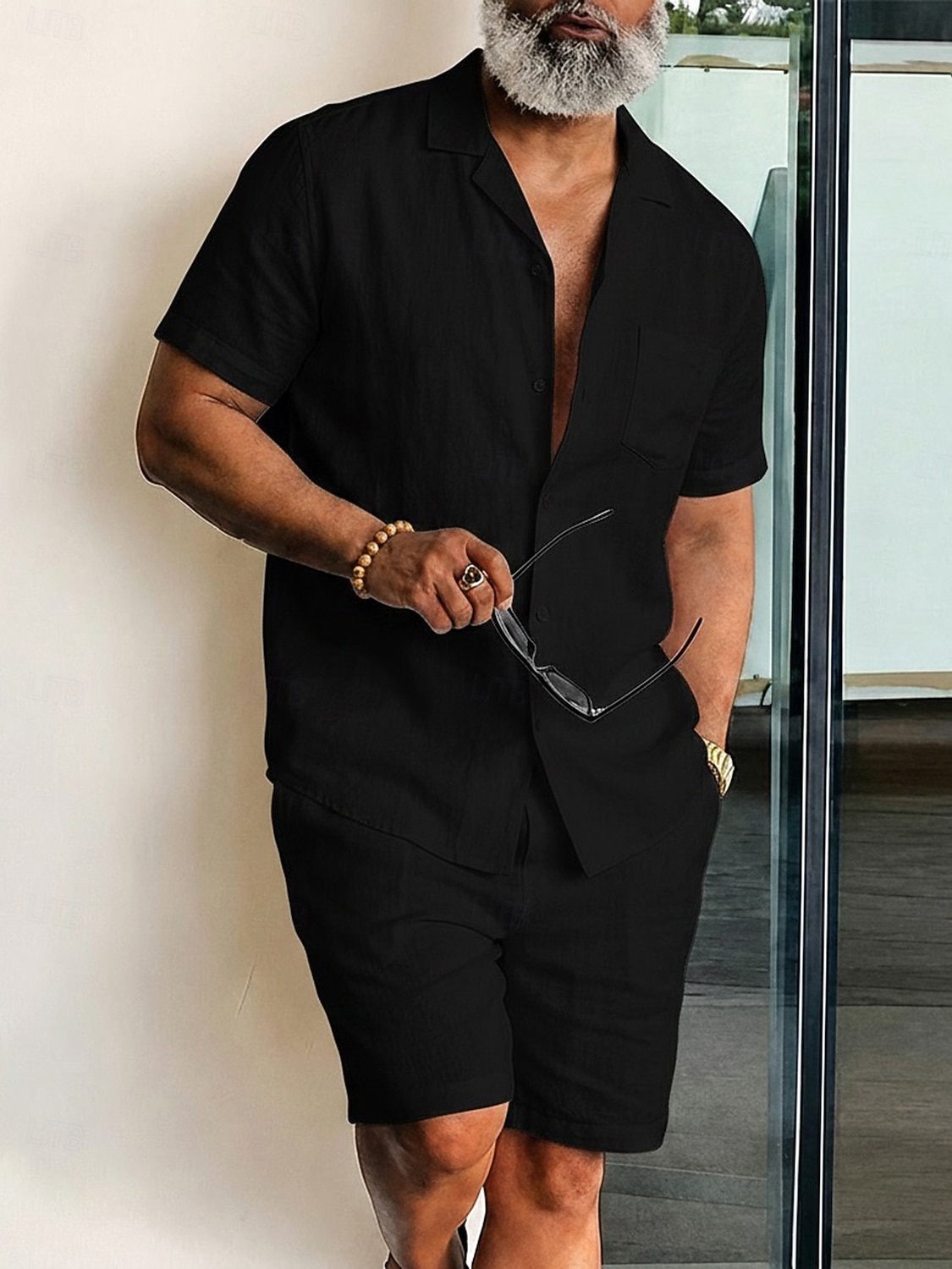Herren Leinenhemd Zweiteilig Hemd Set Und Shorts Leinenshorts Strandshorts Set Einfach Einheitliche Farbe Lässig Täglich Outdoor Umlegekragen Kurzarm Sommer Mode Lässig Bequem Bekleidung 2026 - $35.99 –P8