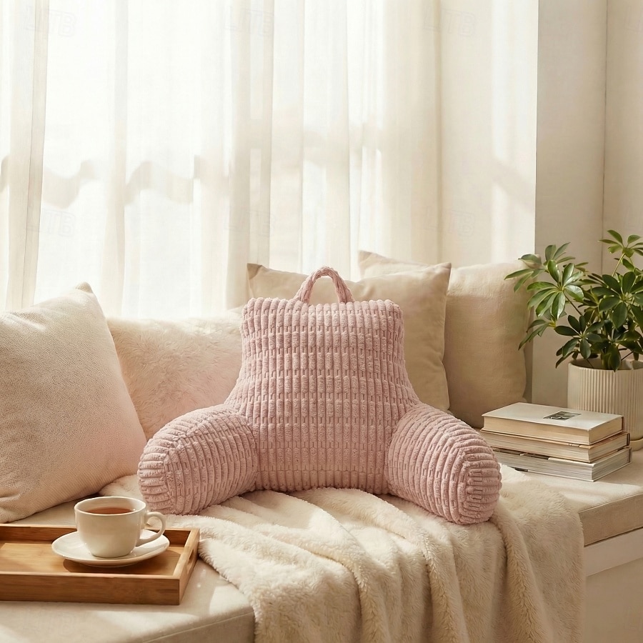 Pernă ergonomică de citit cu cotieră, pernă mare cu suport lombar din fleece pentru spătarul patului, pentru canapea extensibilă, citit la birou &vizionarea televizorului 2026 - $91.99 –P9