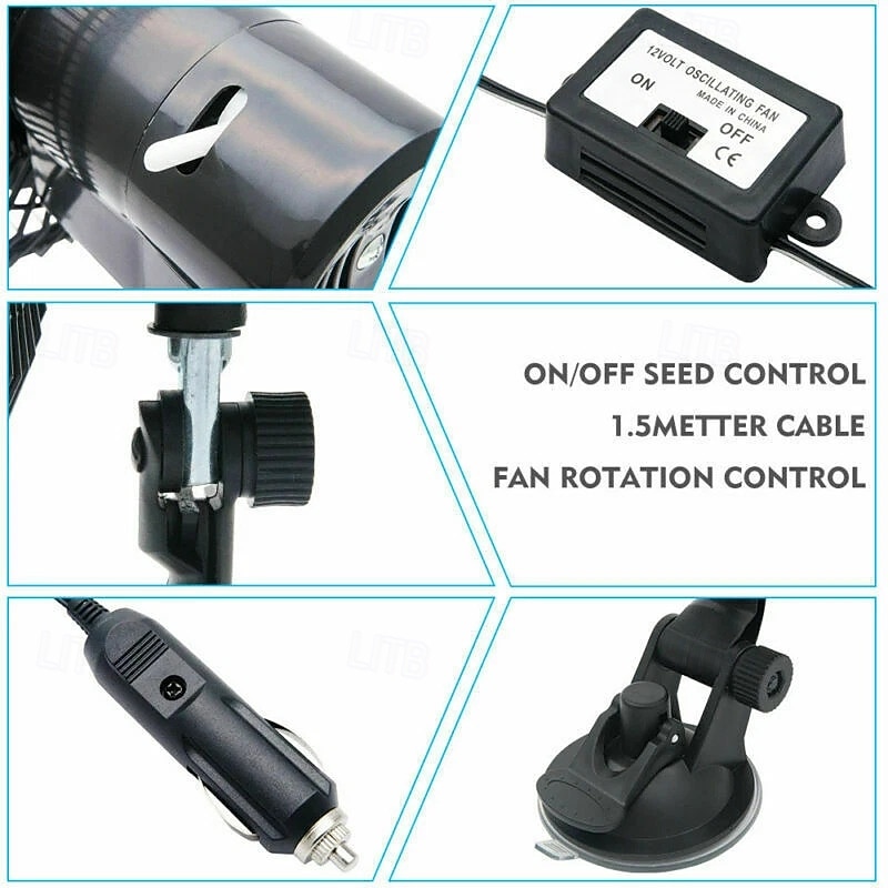Wentylator samochodowy 12 V/24 V z mocną przyssawką, obrotowy o 360° wentylator chłodzący deskę rozdzielczą i przednią szybę, przenośny, cichy automatyczny obieg powietrza do SUV-ów, ciężarówek, 2026 - $49.99 –P6