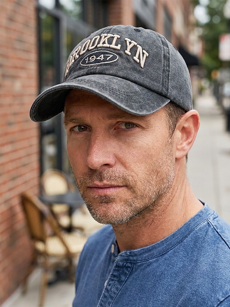Men's Vintage Washed Cotton Baseball Cap Embroidered Letter Dad Hat Adjustable Strap Multi-Color Retro Casual Hat for Travel, Outdoor, Streetwear, Everyday Wear 2026 - $11.99 –P2