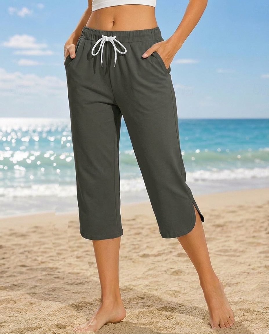 Damen Caprihose Lässig Wadenlang Natürliche Taille Einfach Komfort Hohe Elastizität Urlaub Blau Violett Dunkelblau Pfauenblau Sommer Frühling Normale Passform 2026 - $24.99 –P6