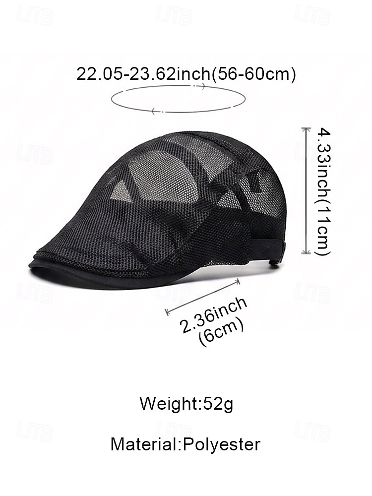 Ademende mesh zomerpet voor heren, verstelbare hoofdband, lichtgewicht, sneldrogend polyester, diverse kleuren, geschikt voor buitenactiviteiten zoals reizen, casual sporten, vissen, wandelen en als 2026 - $11.99 –P13