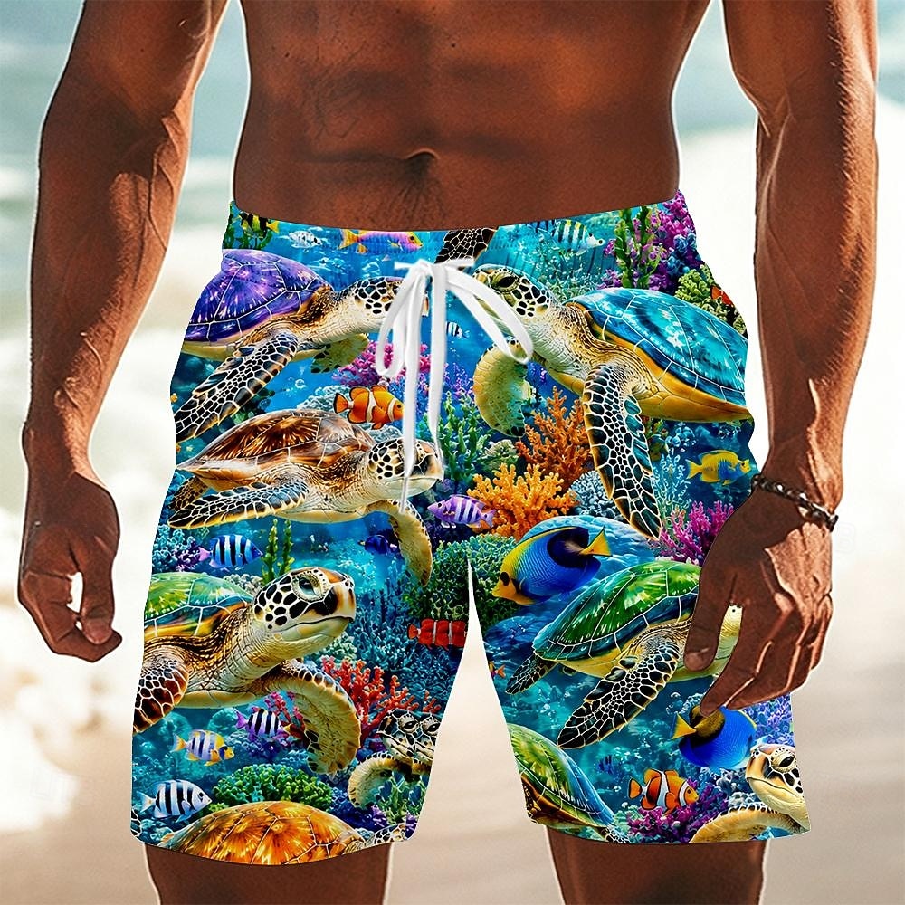 Herren Tiermotiv Fisch Badehosen Badeanzüge Badeshorts Boardshorts Mittlere Taille Hawaiianisch Täglich Strandurlaub Seitentaschen Netzfutter Elastischer Kordelzug in der Taille Designer Bekleidung 2026 - $20.99 –P2