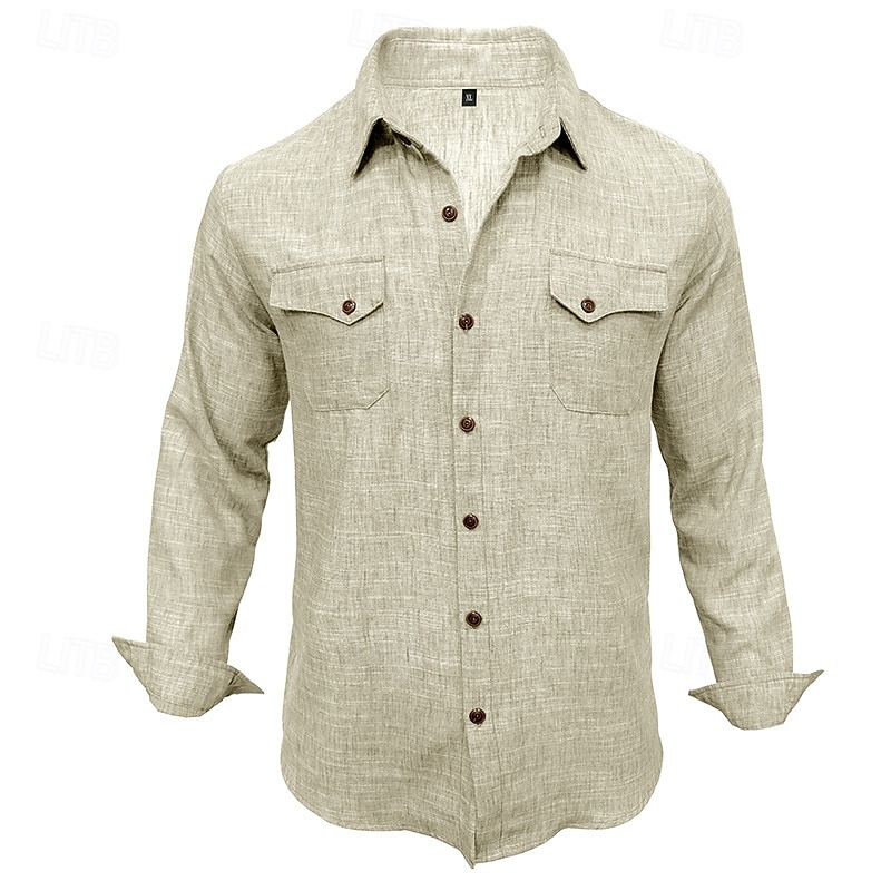 Hommes Chemise Chemise en lin Chemise d'été Tenue de plage Chemise Boutonnée Uni Occasionnel Quotidien Bleu Rose Claire bleu marine Bleu de minuit manche longue Col Printemps & Été Été Vêtement Tenue de 2026 ? $28.99 –P2