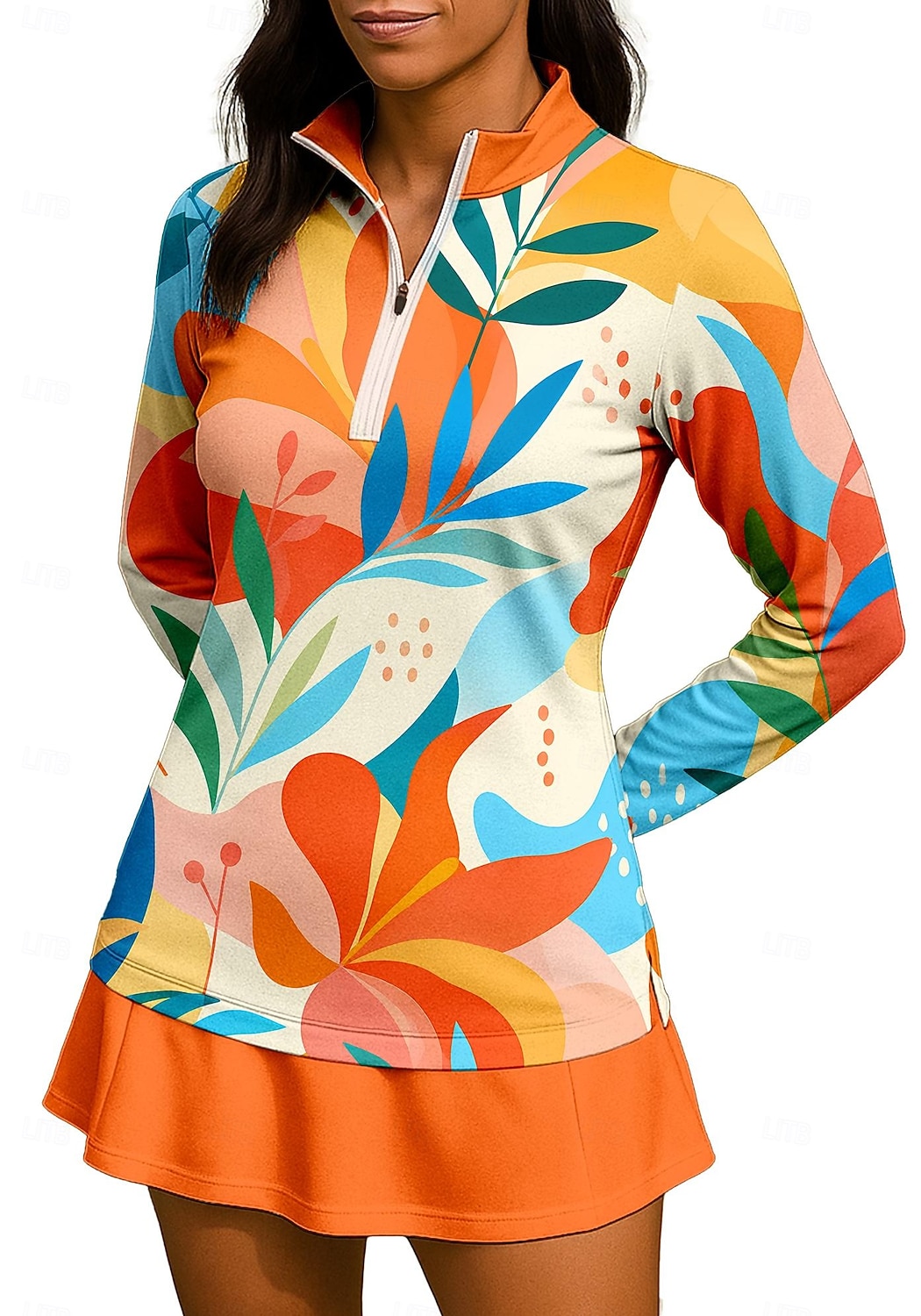 Per donna Geometrico Floreale Top Maglietta sportiva Maglia da tennis Manica Lunga Cerniera Floreale UPF50+ Resistente ai Raggi UV Alta elasticità Traspirante Pallavolo Tennis Golf Colletto Collo Alto del 2026 a $22.99 –P3