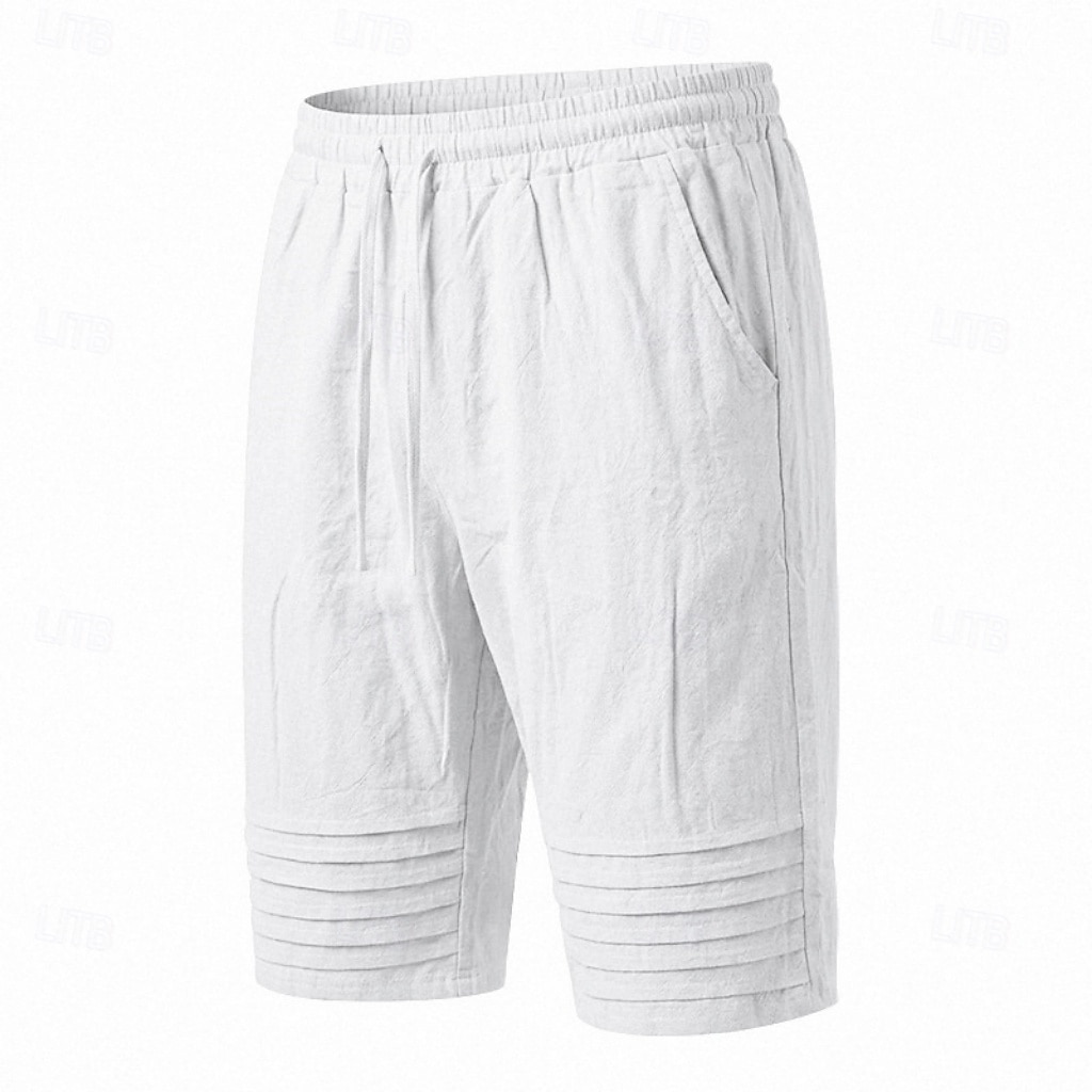 Men's Capri shorts Linen Pants Summer Pants Beach Pants Drawstring Pocket Elastic Drawstring Waist Solid Color Comfort Breathable Calf-Length Daily Outdoor Beach Vacation Fashion White Khaki Inelastic 2026 - $22.99 –P4