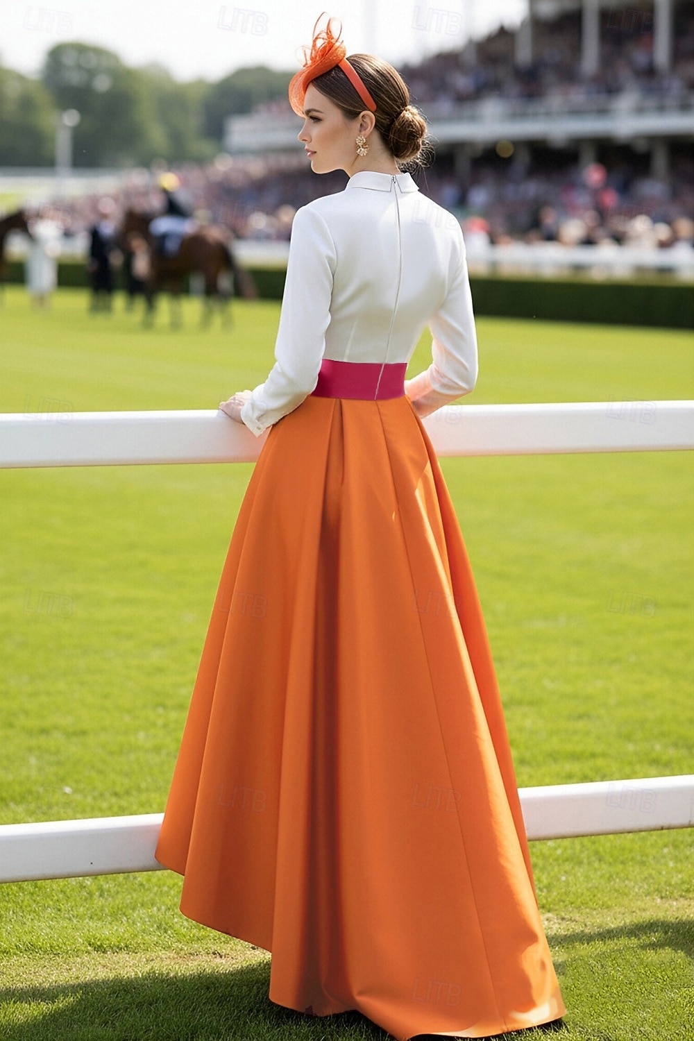Krój A Asymetryczna Sukienka Derby Suknia wieczorowa Suknia balowa  Suknia formalna Elegancja Długi rękaw W serek Kentucky Derby Pasek / szarfa z Kokardki 2026 - $172.99 –P2
