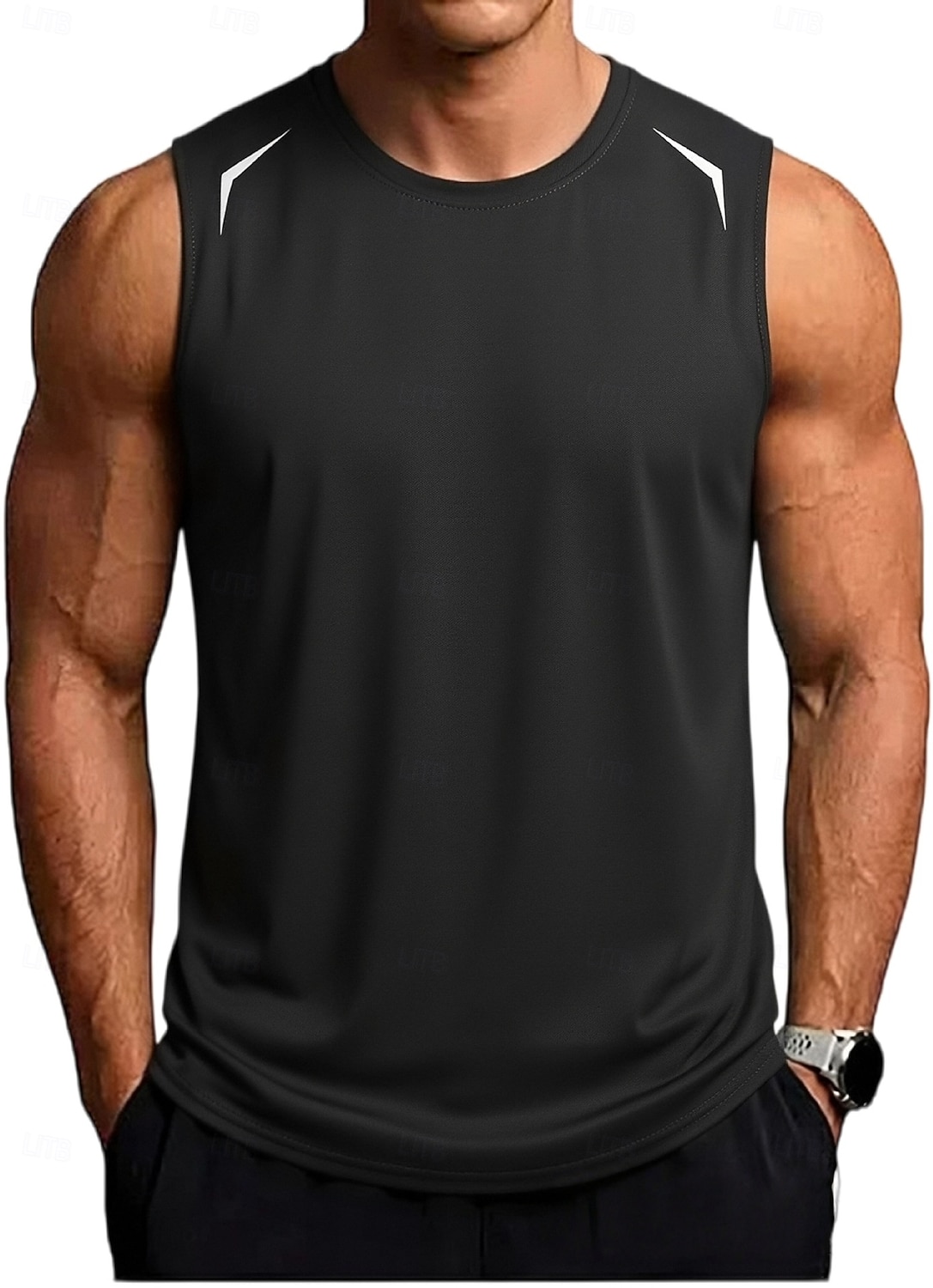 Men's Racer Back Tank Top Sleeveless Crew Neck Summer Solid Color Sports Soak Off Reflective Strip Minimalist Casual Silver Light Khaki Black Top Tee for Men 2026 - $19.99 –P5