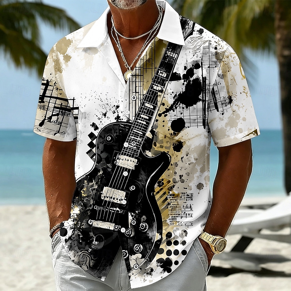 Per uomo Chitarra Strumento musicale Camicia Camicia Estiva Camicia con Bottoni Manica Corta Vintage Retrò All'aperto Vacanza al Mare Estate Primavera Collo ripiegato Stampa 3D Camicie con bottoni del 2026 a $12.99 –P2