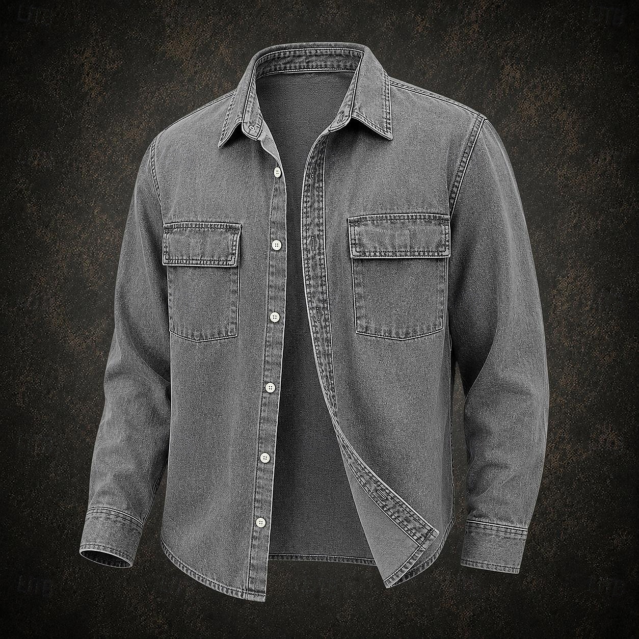 camicia da uomo softfade™ camicia casual camicia in denim camicia acid wash capo tinto manica lunga camicia semplice colletto casual quotidiano tasca frontale abbigliamento elegante vintage moda del 2026 a $33.99 –P8