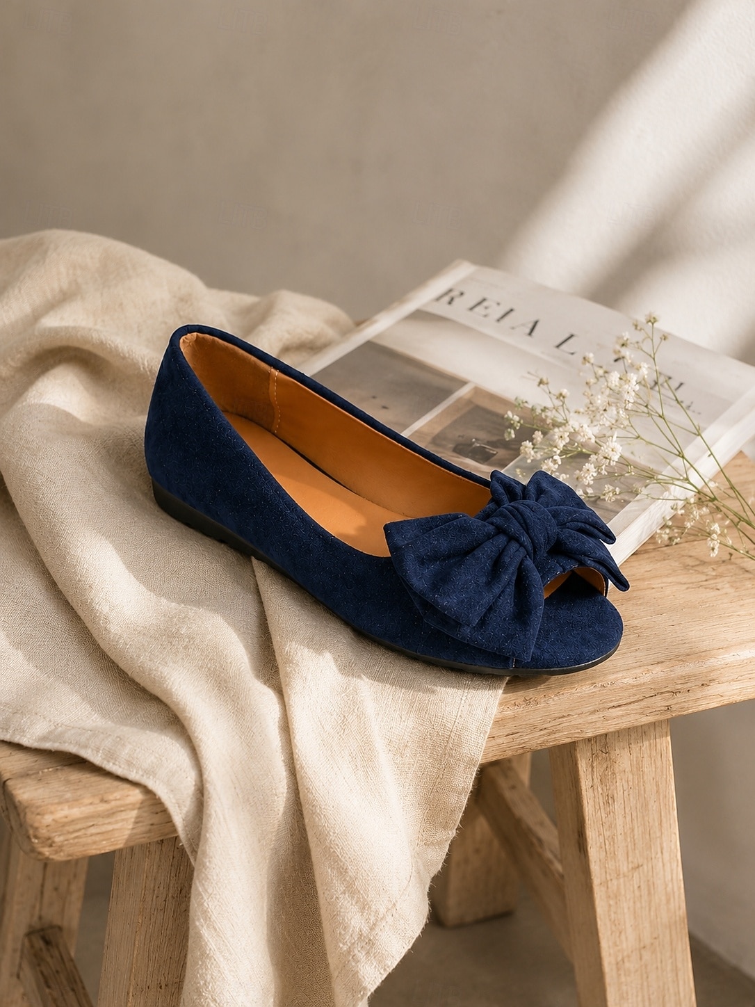 Ballerines confortables à bout ouvert pour femmes, chaussures plates en faux daim avec nœud, idéales pour le travail décontracté, les voyages et les promenades quotidiennes. de 2026 ? $24.99 –P1