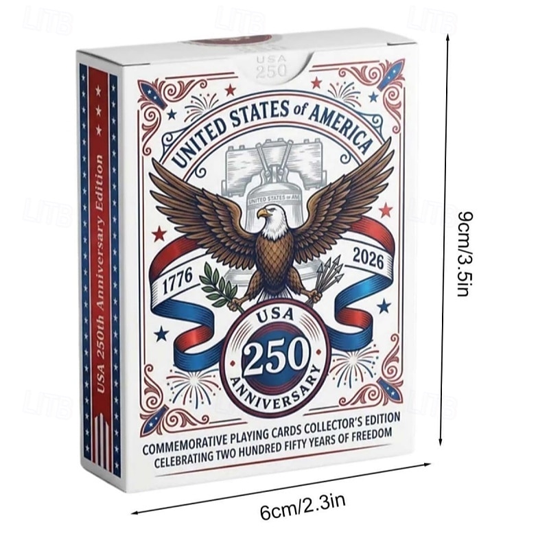 Gedenkspielkarten zum 250. Jahrestag der USA, Sammleredition zum 50-jährigen Jubiläum (1776–2026), patriotisches historisches Kartenspiel der Vereinigten Staaten – ein Geschenk für 2026 - $14.99 –P5