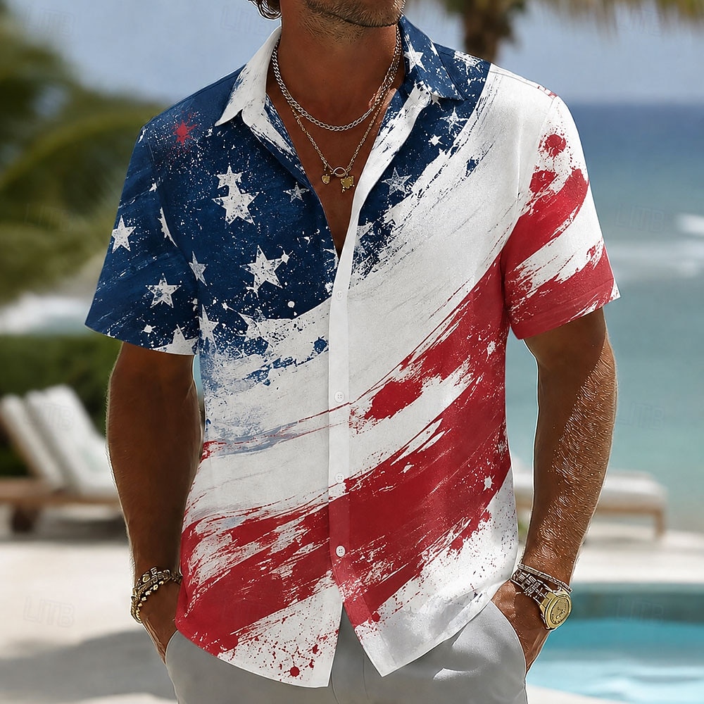 Herren 250. Jubiläums Patriotische Amerikanische Flagge 1776 2026 Hemd Kurzarm Sommer Urlaub Oberteil 2026 - $25.99 –P1