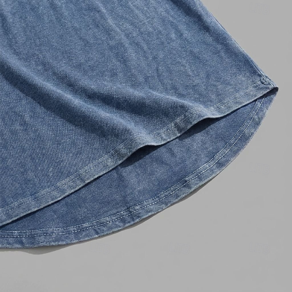 Voor heren T-shirt Overhemd van 100% katoen met zure wassing Korte mouw Strakke ronde hals Zomer Lente Herfst Effen Retro vintage Casual Zak Vintagestijl Verdrietig Casual blauw Grijs Bordeaux Top 2026 - $32.99 –P10