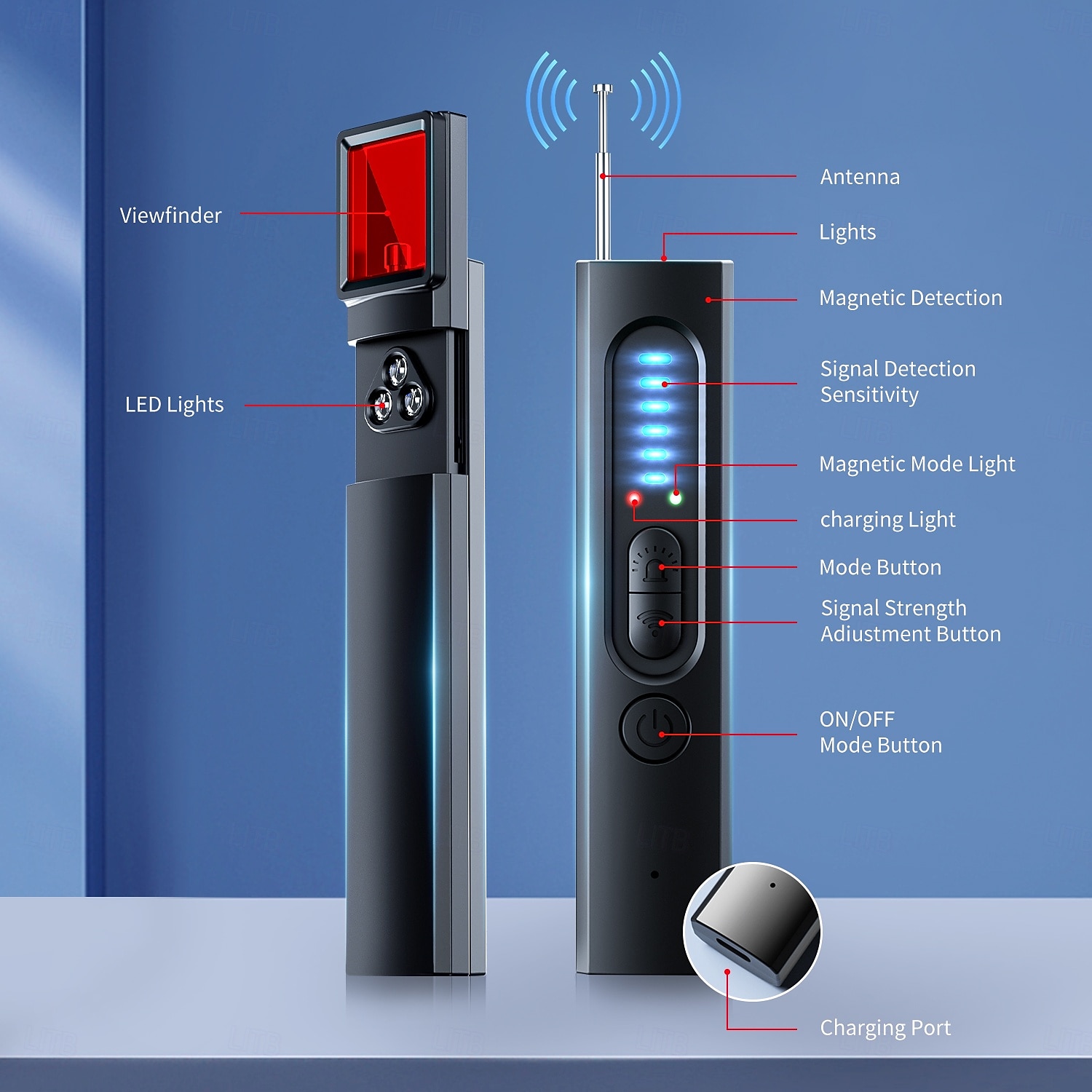 Verborgen cameradetector, gps-trackerzoeker, RF-signaaldetector voor afluisterapparatuur, anti-spionageapparaat, draagbare privacybeschermer voor hotel, thuis en op reis, handzame 2026 - $31.99 –P1