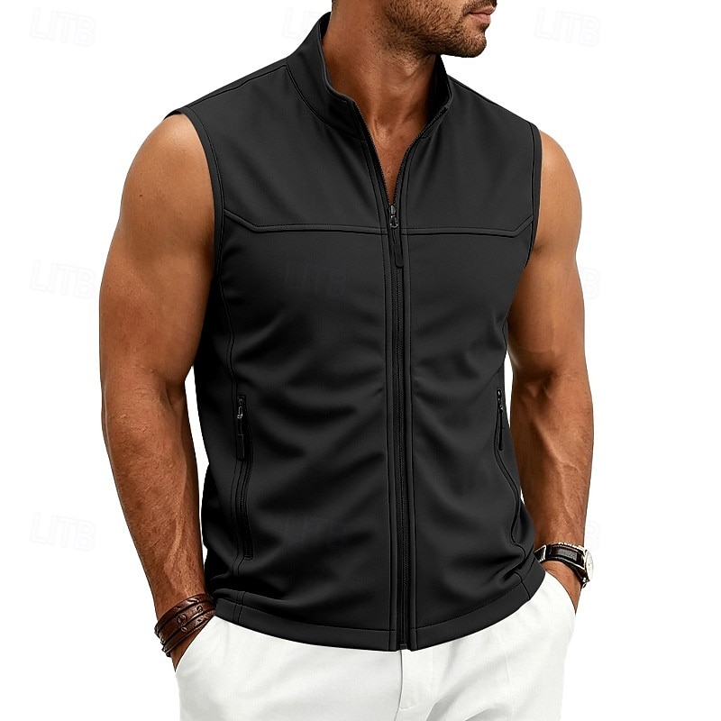 Homme Couleur Unie Gilet de course à pied Veste softshell Débardeur Rembourré Été Printemps Automne Avec Poches Fermeture intégrale Sans manches Séchage Rapide Léger Respirant Salle de sport Pêche de 2026 ? $26.99 –P12