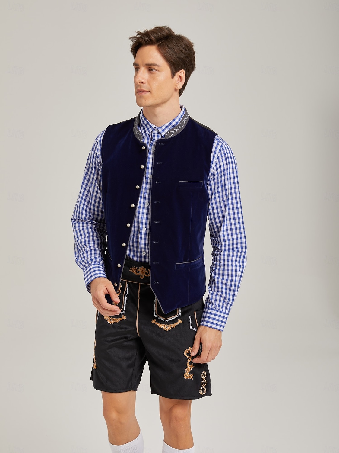 Oktoberfest Trachten Waistcoat Traditional Bavarian Vest Embroidery Velvet Stand Collar Mandarin Collar German Alpine Heritage Wiesn Men's Carnival Beer Festival Traditional Style Cloth 2026 - $69.99 –P9