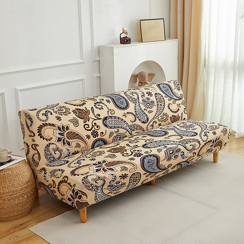Printed Futon Cover Stretch Sofa Bed Slipcovers Full Twin Queen Size Armless Couch Loveseat Protector Covers with Elastic Bottom for Living Room Bedroom Furniture 2026 - $34.99 –P4