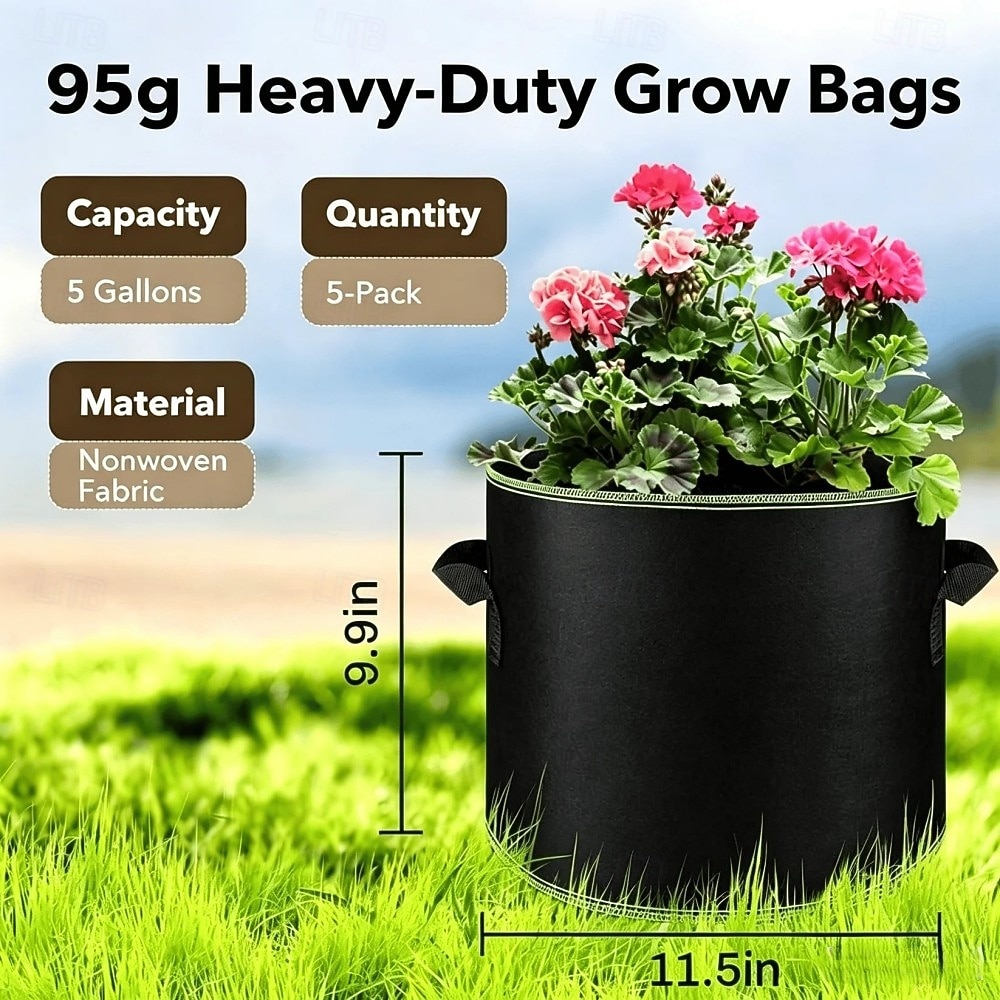 10-pack odlingspåsar på 23 liter, kraftiga förtjockade odlingspåsar av non-woven-tyg med förstärkta handtag, andningsbara filtkrukor för grönsaker, blommor, örter, frukt, plantskola 2026 - $35.99 –P6