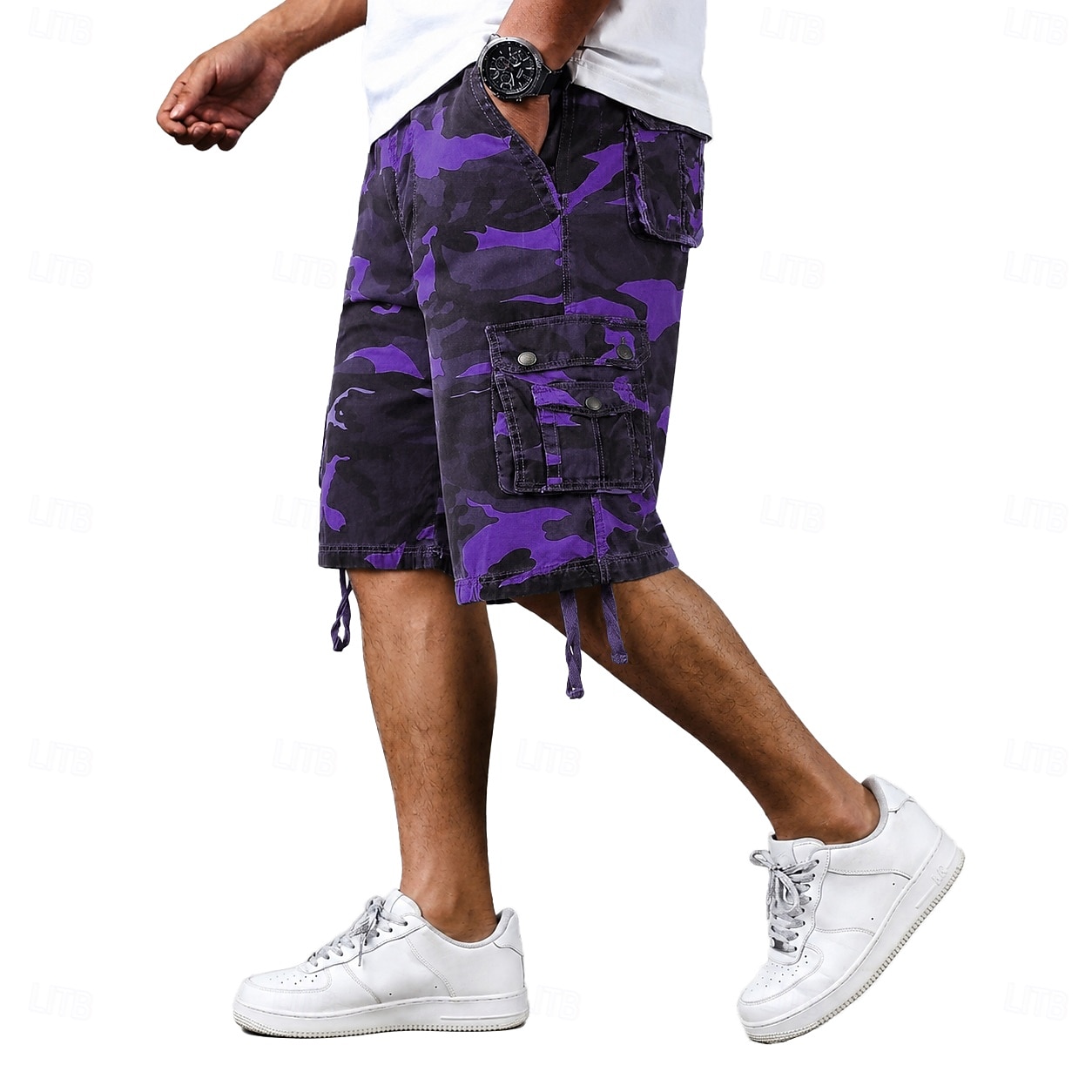 Men's Comfort Waist Tactical Cargo Cargo Shorts Shorts Casual Shorts Pocket Elastic Waist Plain Camouflage Breathable Knee Length Casual Outdoor Streetwear Fashion Streetwear Blue Khaki Inelastic 2026 - $35.99 –P6