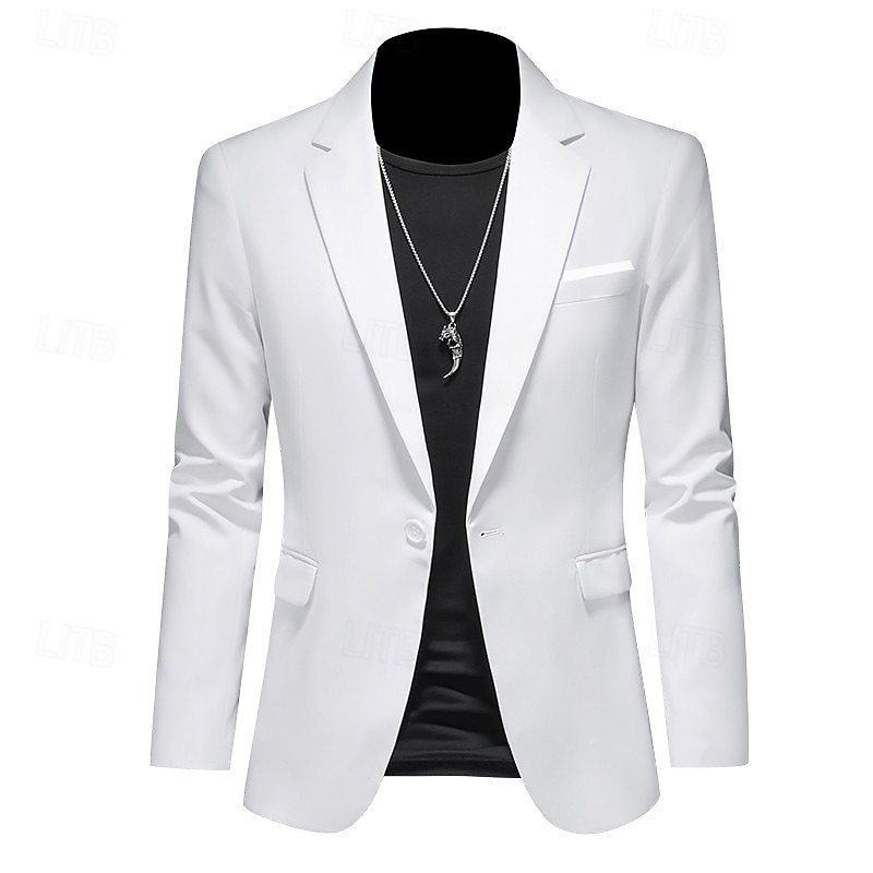 Hommes Veste blazer Occasionnel Quotidien Extérieur Élégant Mode Printemps Toutes saisons Poly Couleur Unie Minimaliste Décontracté / Quotidien Droit 1 bouton veste Rose Claire Kaki clair Noir Blanche de 2026 ? $61.99 –P2