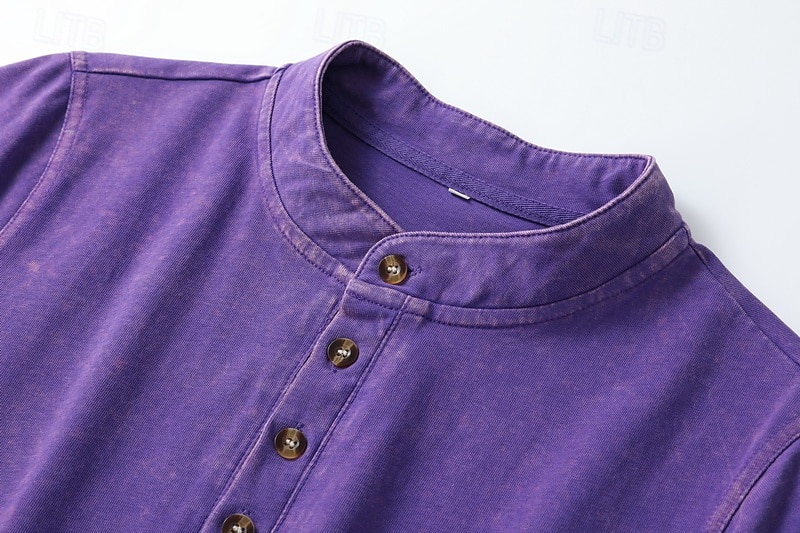 softfade™ maglietta henley da donna 100% cotone stile vintage alla moda elegante maniche corte top regolari casual spiaggia blu kaki nero viola arancione primavera del 2026 a $28.99 –P11