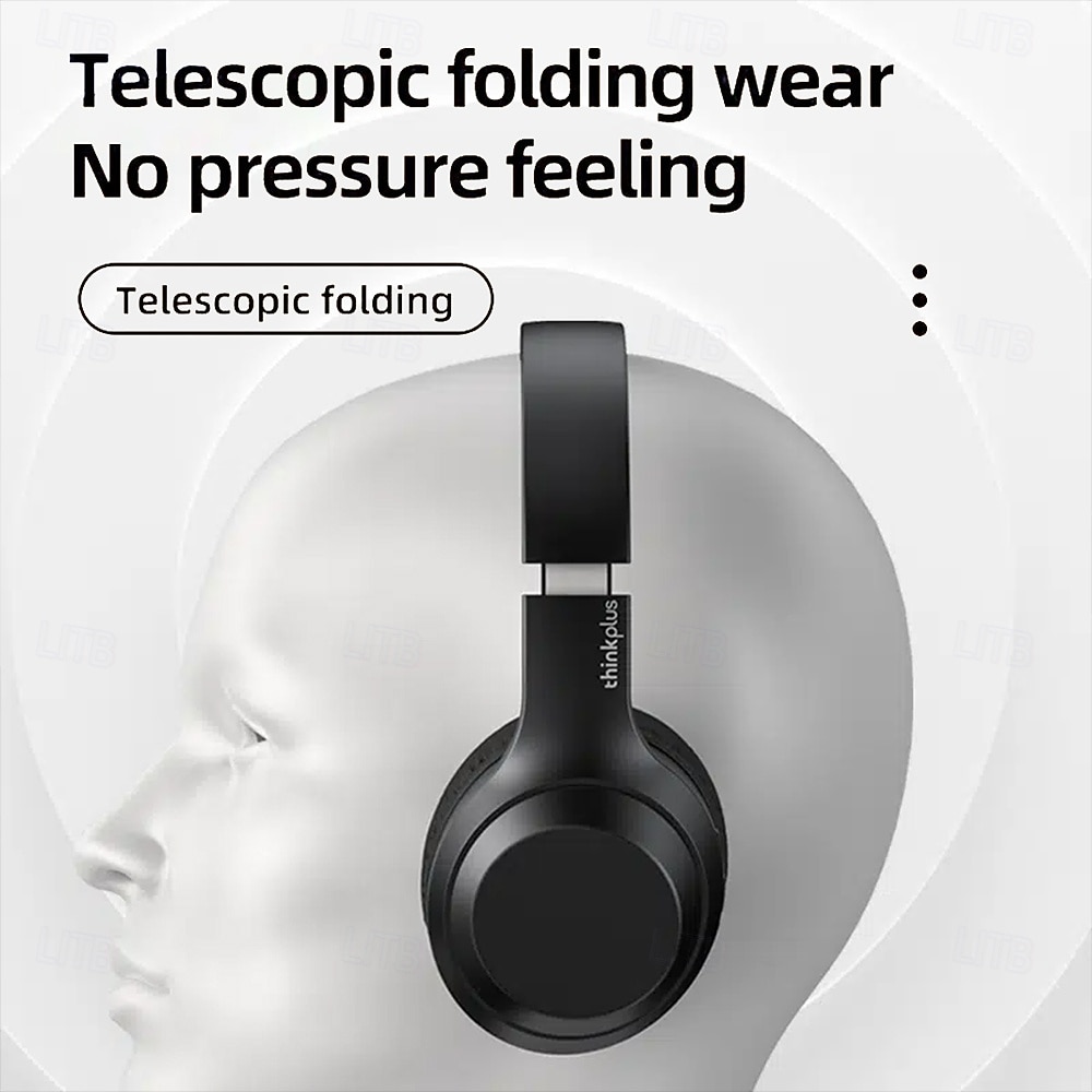 Lenovo ThinkPlus draadloze over-ear hoofdtelefoon, Bluetooth 5.3 headset met microfoon, hifi stereo diepe bas, zachte oorkussens, opvouwbaar voor gaming, reizen, kantoor, compatibel met pc en 2026 - $48.99 –P7