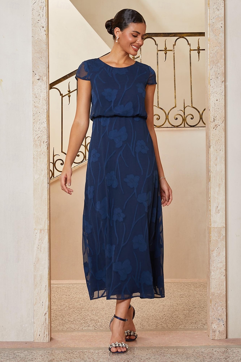 Per donna Linea ad A Abito da Cocktail Abito da invitata a nozze Lunghezza alla caviglia Girocollo Manica a Cappuccio Manica illusione Vita a camicetta Elegante Casual Quotidiano Semi-Formale con del 2026 a $89.99 –P3