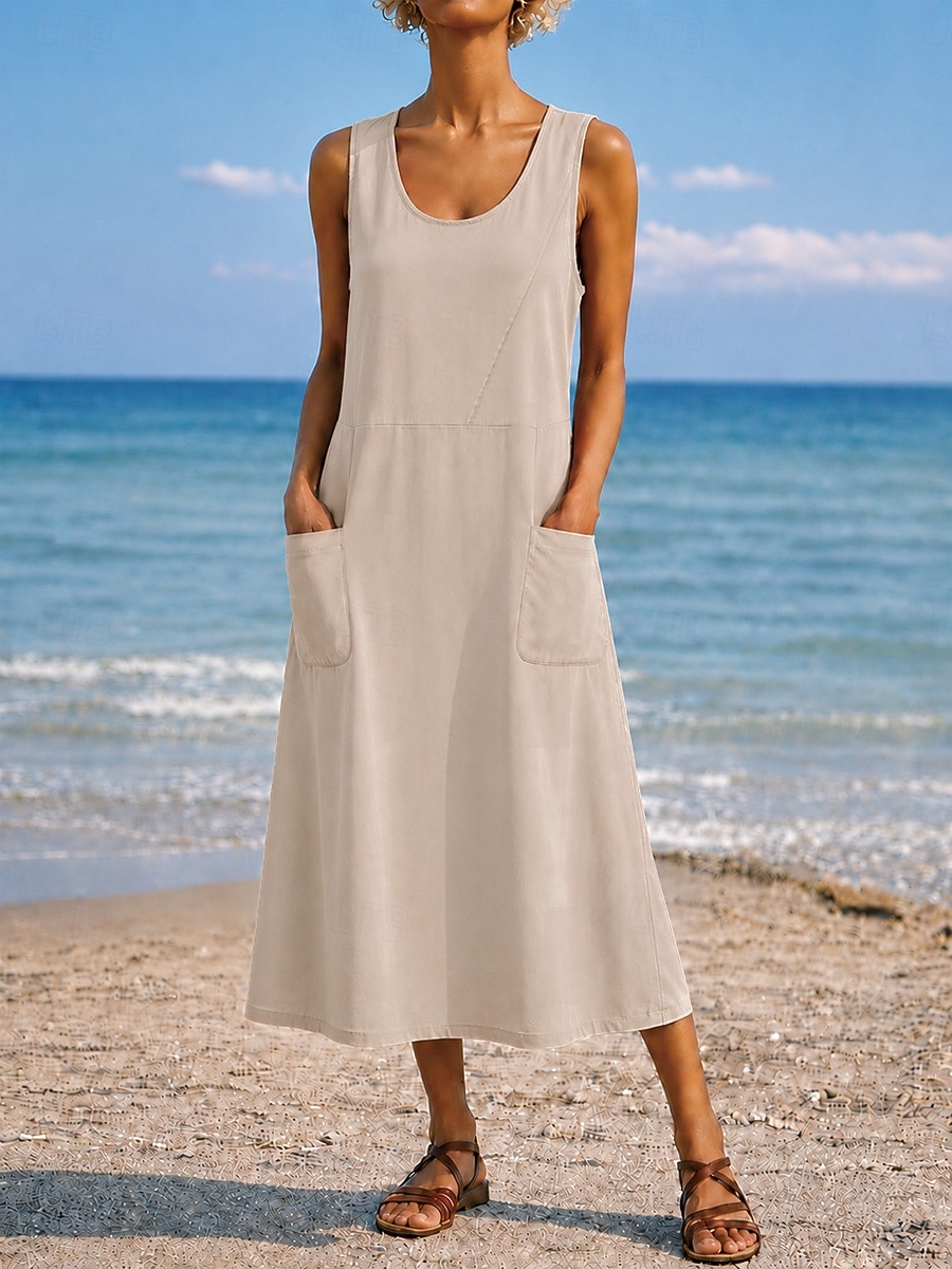 Per donna Abito maxi Abito a Tubino Vestito Estivo Casual Quotidiano Vestibilità comoda Semplice Senza Maniche Girocollo Blu Nero Bianco Verde chiaro Estate Primavera Autunno del 2026 a $21.99 –P6
