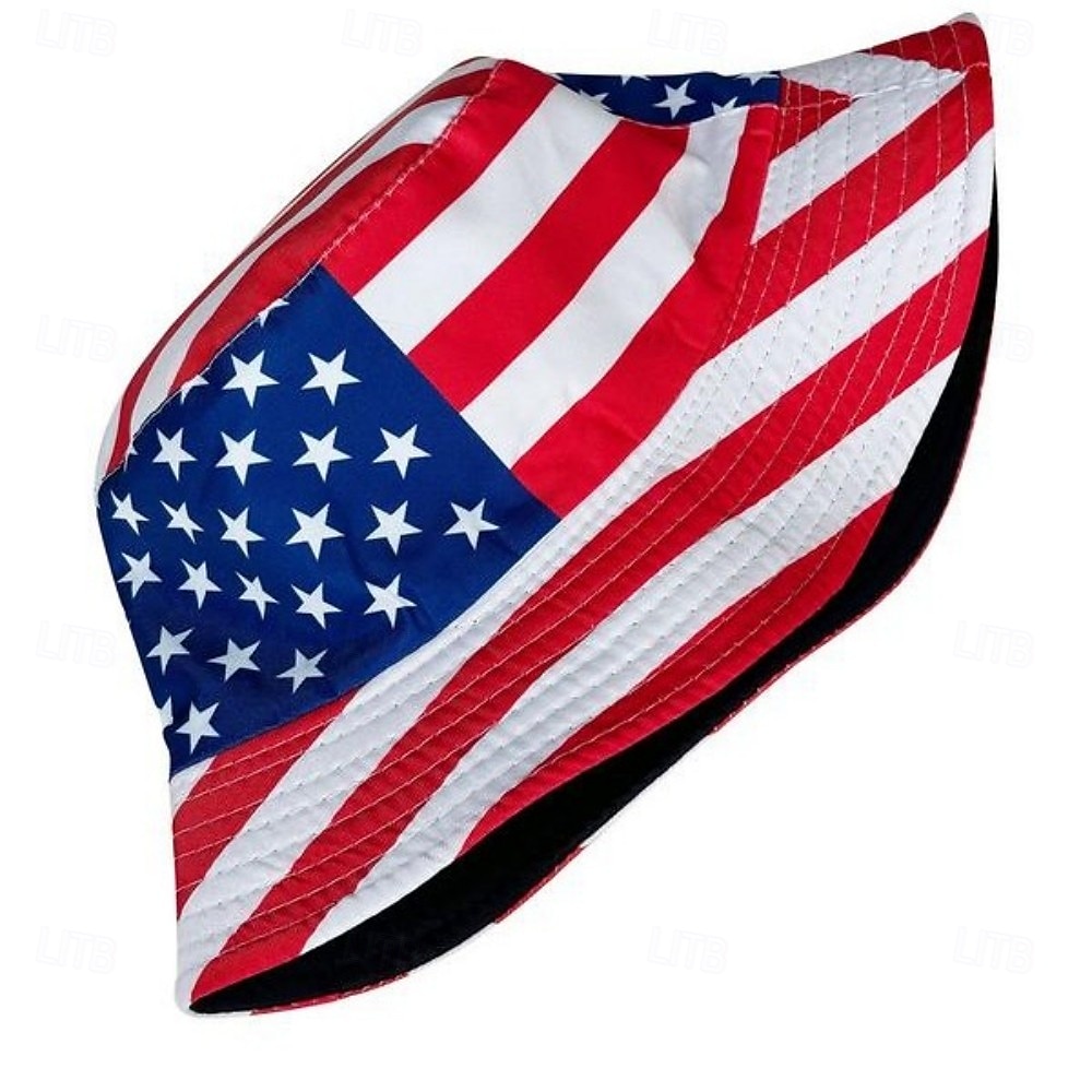 Patriottische Amerikaanse vlag bucket hat, omkeerbare vissershoed voor mannen &Dames opvouwbare zomerzonnehoed met sterren- en strependesign, lichtgewicht outdoor pet voor vissen, wandelen, strand, 2026 - $9.99 –P6