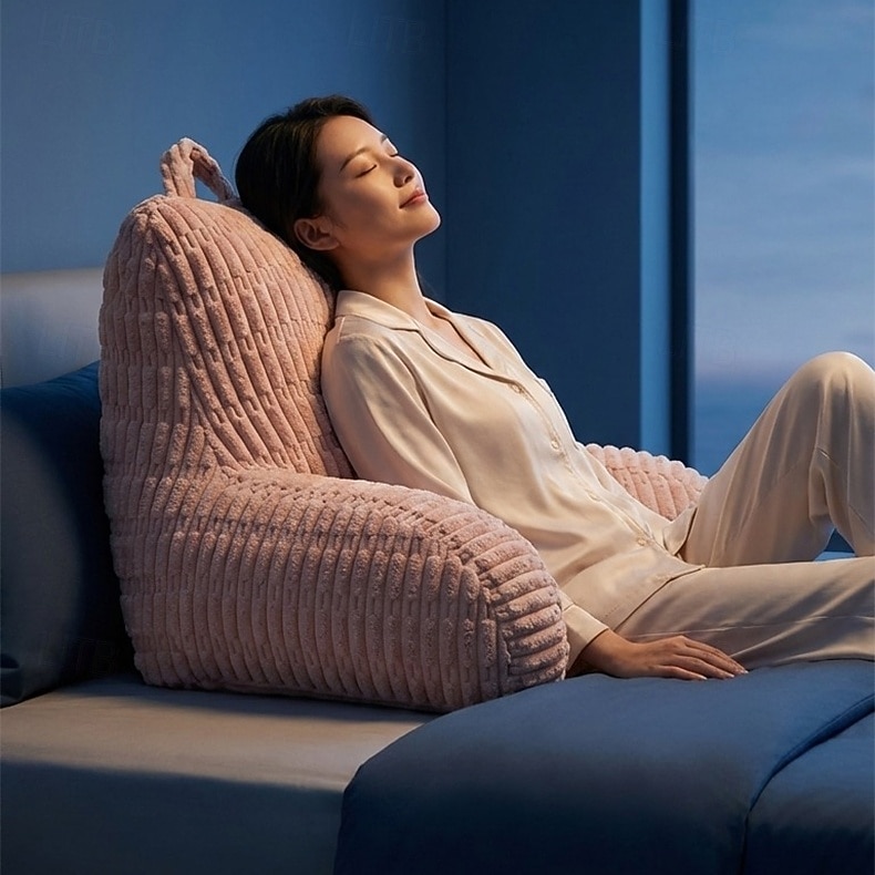 Pernă ergonomică de citit cu cotieră, pernă mare cu suport lombar din fleece pentru spătarul patului, pentru canapea extensibilă, citit la birou &vizionarea televizorului 2026 - $91.99 –P1